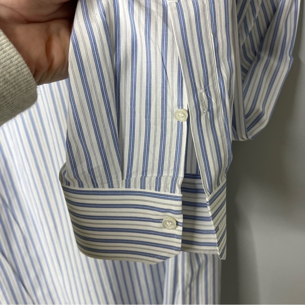 Isaia Striped Button Down Men’s Dress Shirt Blue White Size 17 (43) - Picture 7 of 7